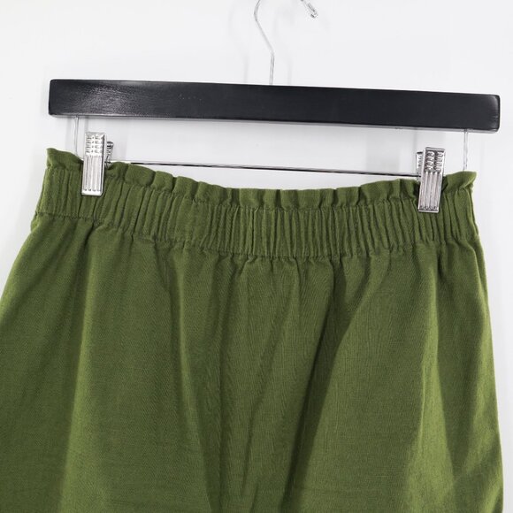 J.Crew Linen Pull On Skirt Womens 0 Green Vacation Cruise Forest Resort Goblin - Picture 6 of 13